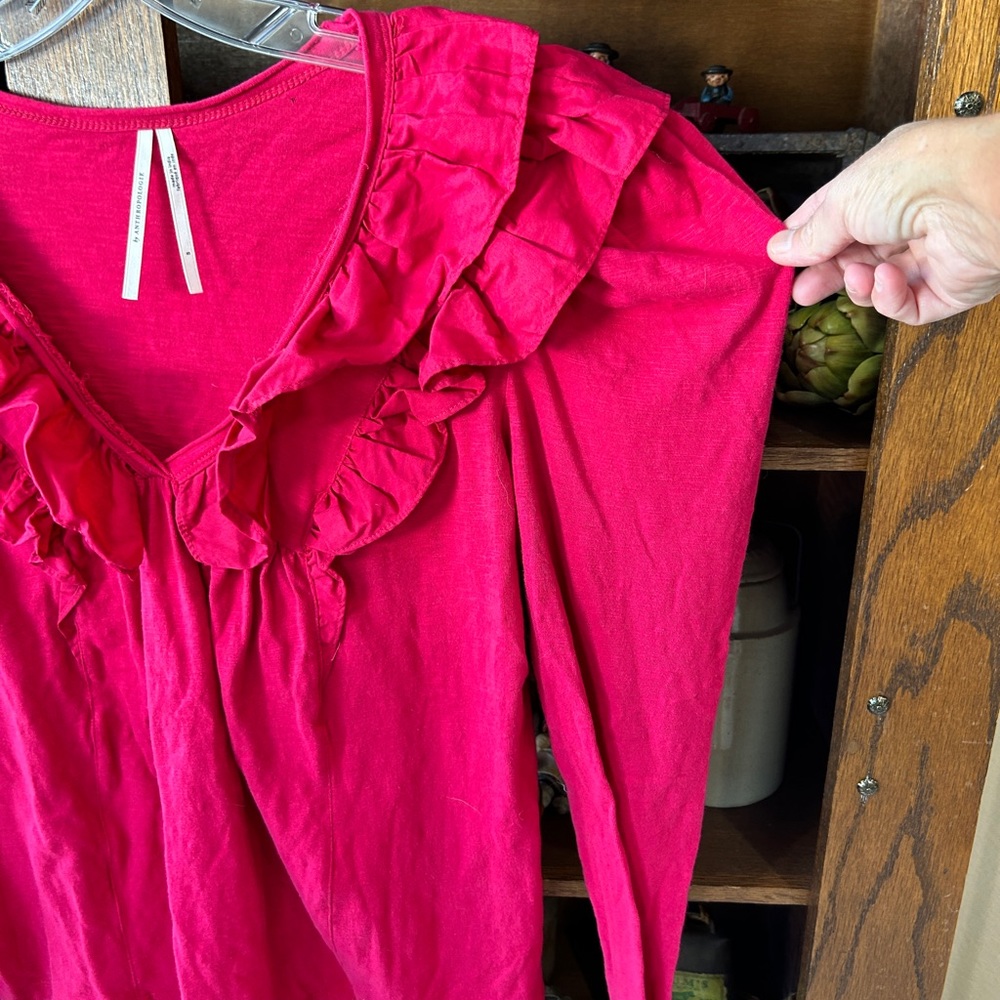 Red Ruffles Anthropologie Top - Picture 2 of 5